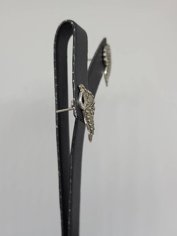 Marcasite Earrings in Sterling Silver, Vintage Es… - image 4