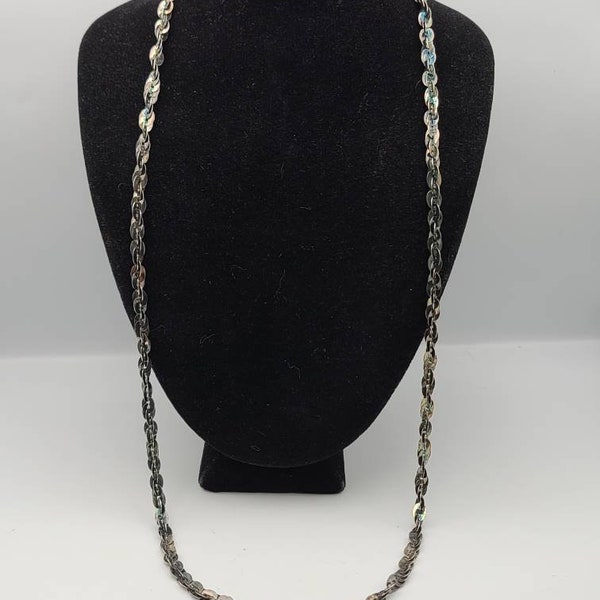 Milor Italy Black Rhodium Twisted Chain Necklace, 925 Silver Oxidized Necklace, Heavy Oxidized Chain Item w#3073