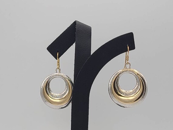 Open Circle Drop Earrings in 14k Two Tone Gold, C… - image 5