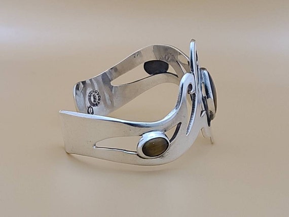 Tiger's Eye Bracelet, 925 Silver, Modernist Brace… - image 3