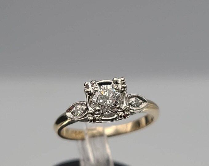 Vintage Diamond Engagement Ring, 14k Gold .38ct. T.w. Color G Clarity ...