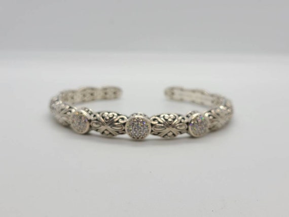 Cubic Zirconia Circles Cuff Bracelet, 925 Silver … - image 7