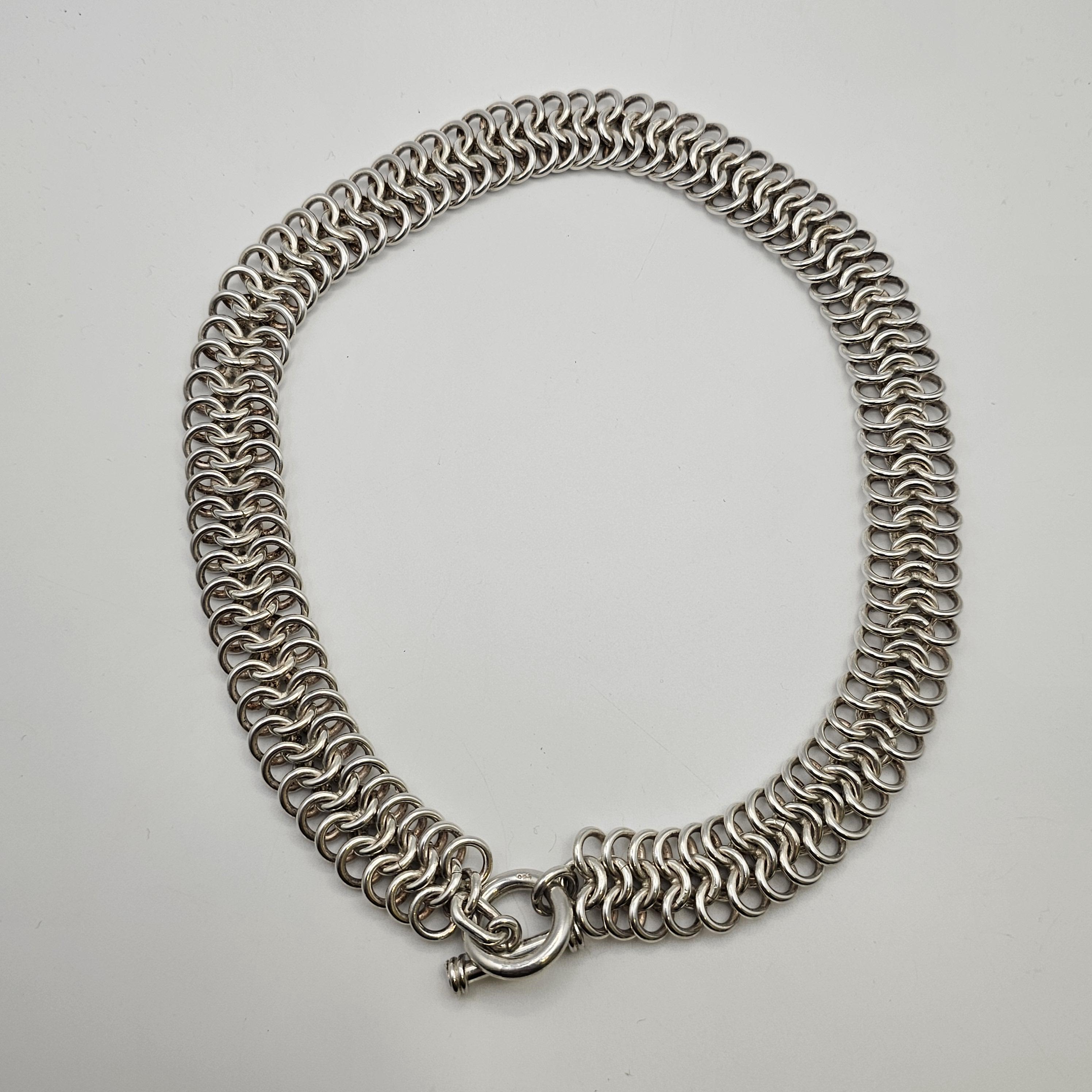 Vintage Sterling Silver Interlocking Link Collar Necklace - Estate ...