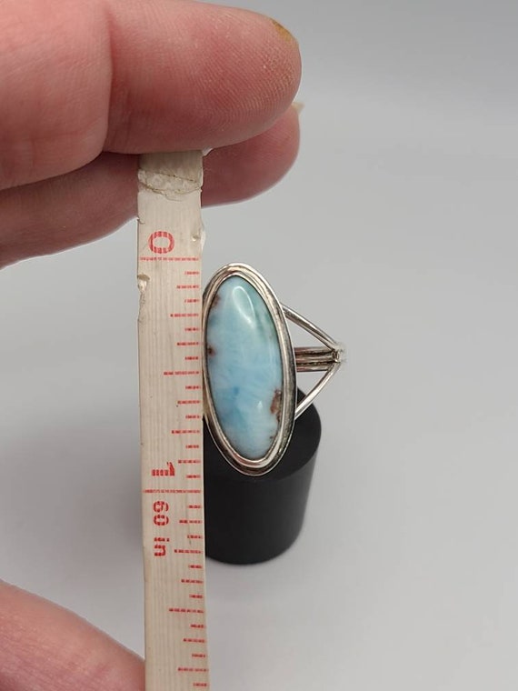 Oval Cut Larimar Ring in 925 Silver, Vintage Esta… - image 6