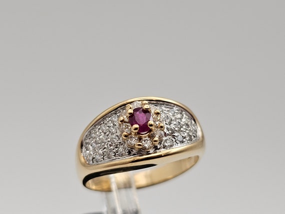 Ruby and Cubic Zirconia Ring in 14kt Gold, .15ct.… - image 1