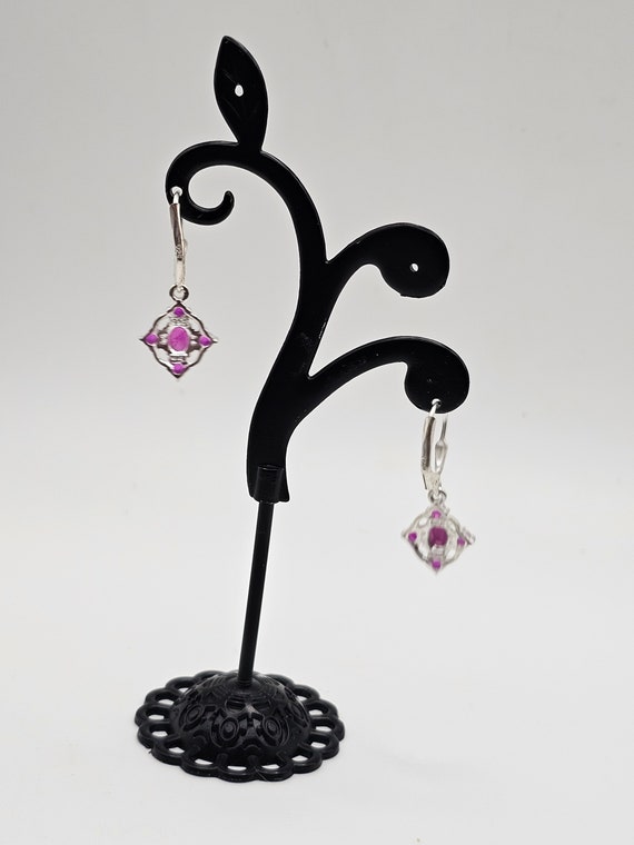 Vintage 925 Silver Synthetic Ruby and Fractured F… - image 3