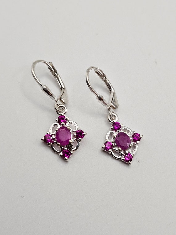 Vintage 925 Silver Synthetic Ruby and Fractured F… - image 2