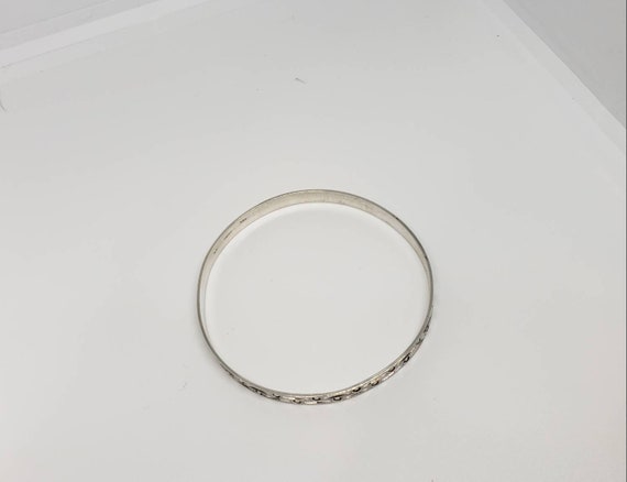 Vintage Grecian Patterned Bangle Bracelet .950 Si… - image 6