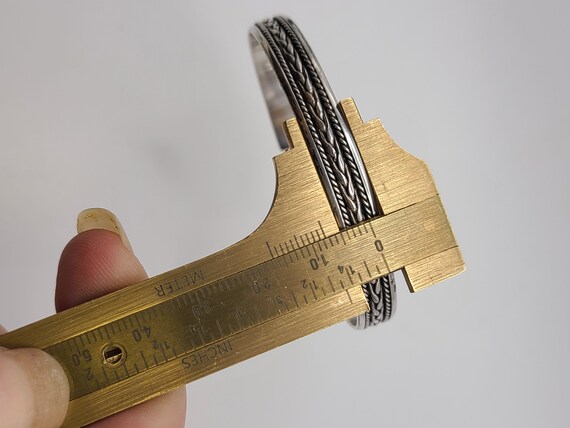 Vintage 925 Sterling Silver Rope Patterned Cuff B… - image 9