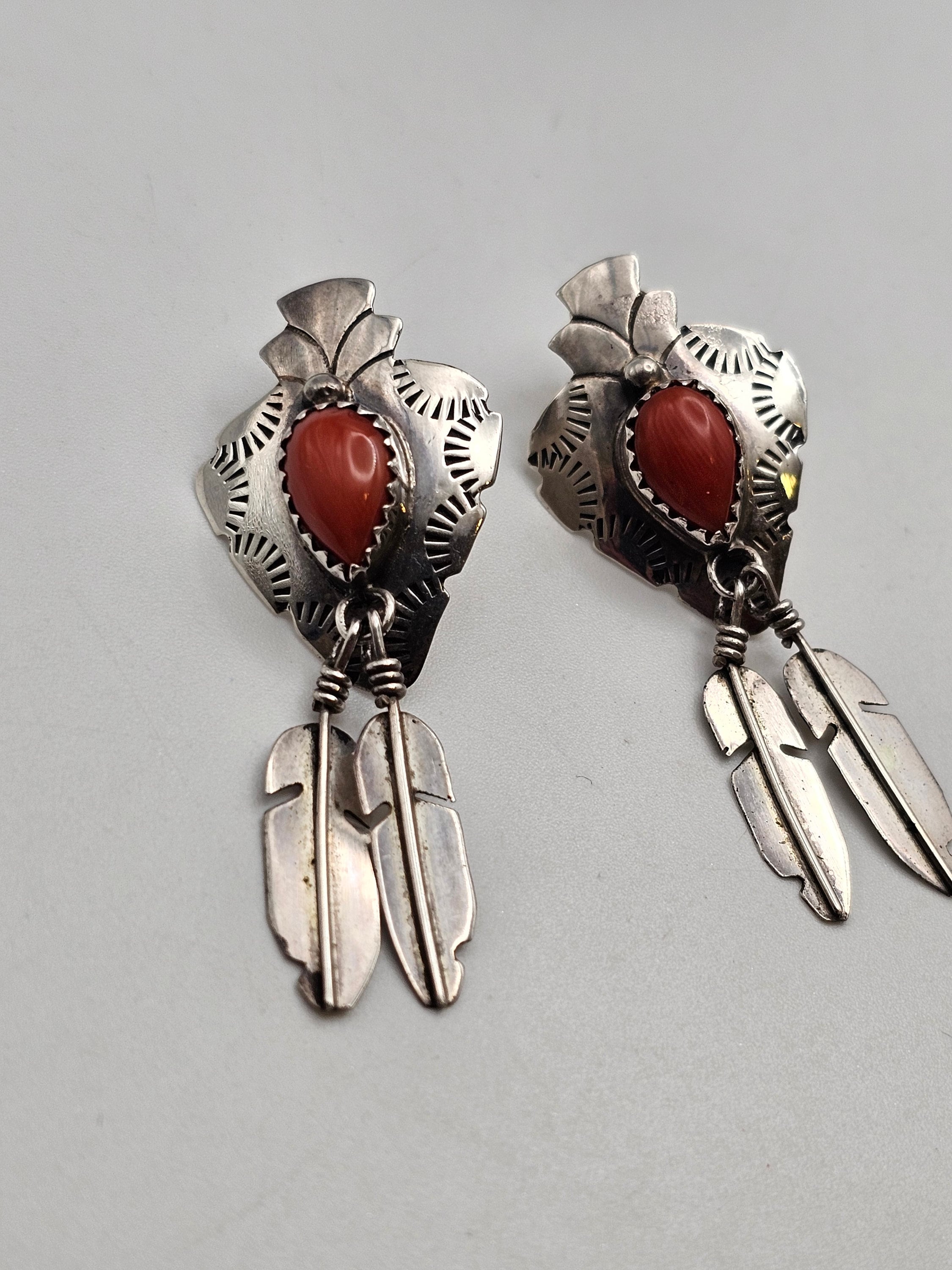 Fab Zuni Native American Needle Turquoise Sterling Silver Chandelier Earrings Fab Zuni Native American Needle Turquoise Sterling Silver Chandelier Earrings