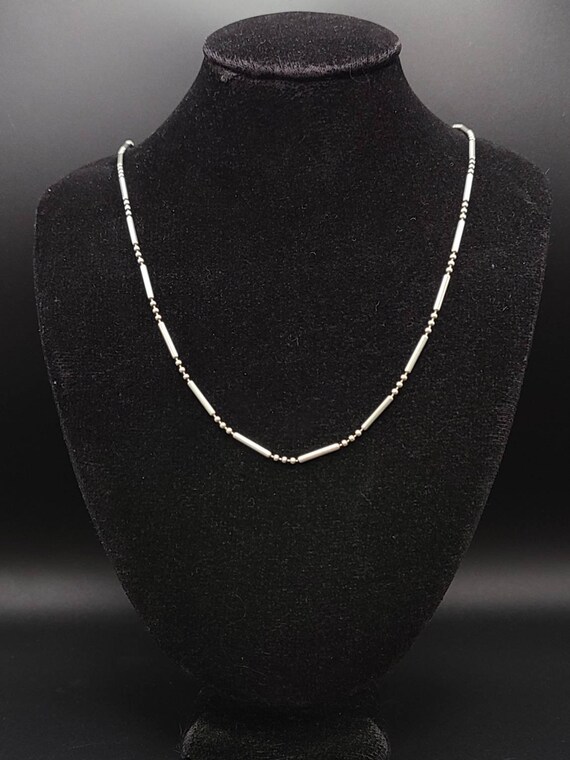 Bar and Bead Chain Necklace 925 Silver 