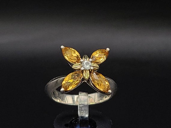 Ann King Citrine Flower Ring, 925 Sterling Silver… - image 1