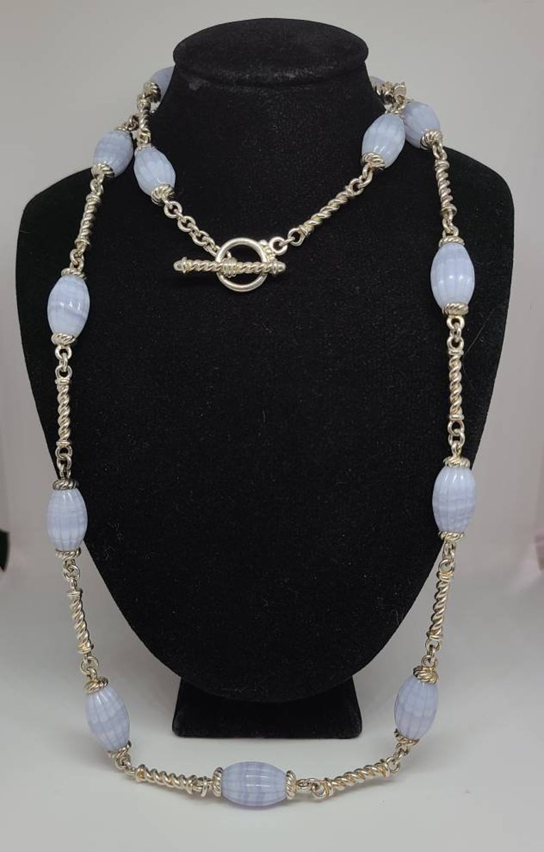 Designer Whitney Kelly 925 Silver Carved Blue Lace Agate | Etsy