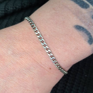 Vintage 925 Silver Curb Link Bracelet, Estate Jewelry, w#2155