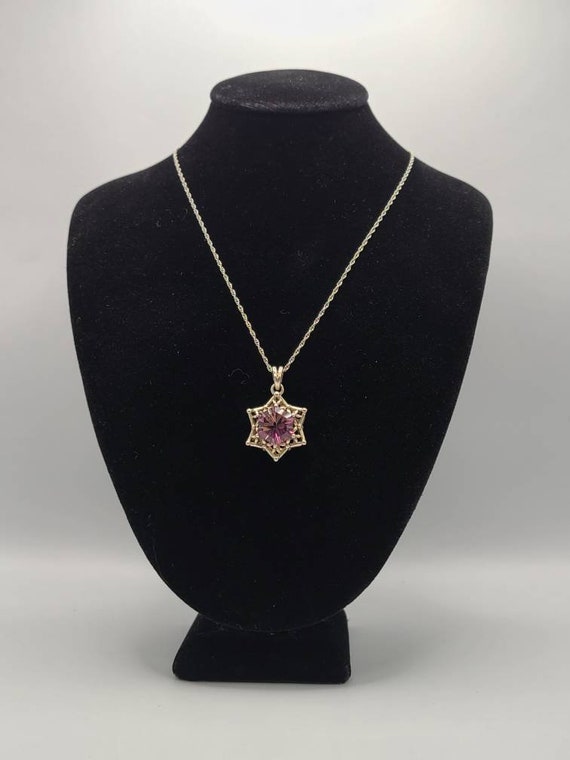 925 Sterling Silver Coated Quartz Star Necklace, Estate