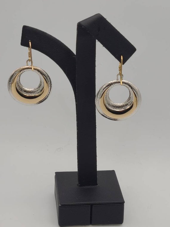 Open Circle Drop Earrings in 14k Two Tone Gold, C… - image 7