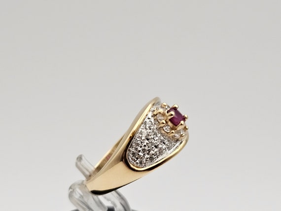 Ruby and Cubic Zirconia Ring in 14kt Gold, .15ct.… - image 6