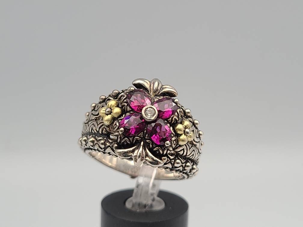 Barbara Bixby Sterling offers Silver 18k Garnet Ring