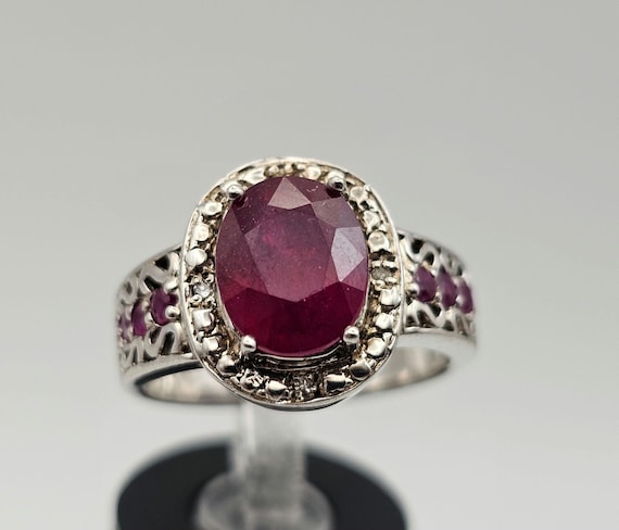 Vintage Fracture Filled Ruby and Cubic Zirconia H… - image 1