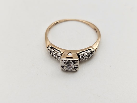 Vintage Diamond Engagement Ring in 14kt Yellow an… - image 7