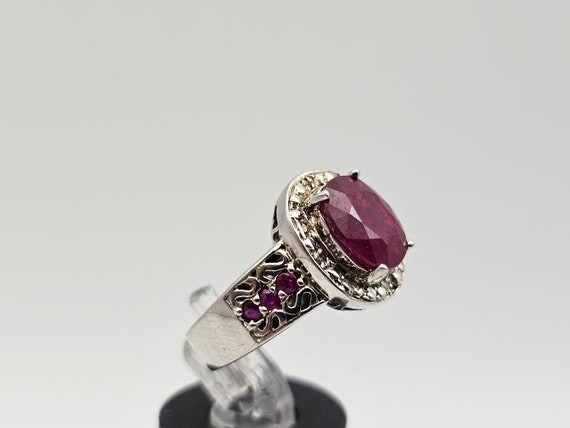 Vintage Fracture Filled Ruby and Cubic Zirconia H… - image 4
