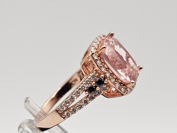 Cubic Zirconia and Morganite Ring in 925 Silver R… - image 2