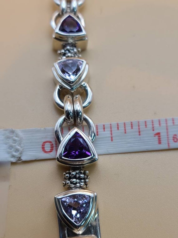 Vintage Michael Dawkins Rose De France Amethyst Bracelet  Michael Dawkins Silver and Amethyst Trillion Bracelet main image 0