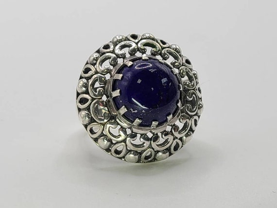 Lapis Lazuli Ring, 925 Silver Lapis Ring, Ornate … - image 3