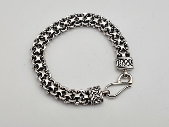 Vintage 925 Silver Bubble Cluster Link Bracelet, … - image 4