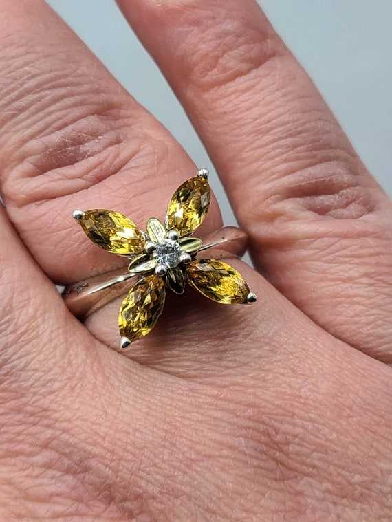 Ann King Citrine Flower Ring, 925 Sterling Silver… - image 3