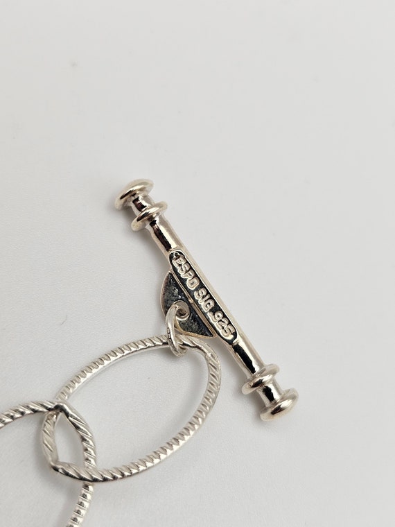 Textured Oval Link Necklace, 925 Silver, Designer… - image 4