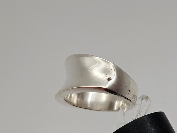 Vintage Wide Concaved Polished Band: 925 Sterling… - image 5