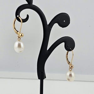 Vintage 14k Yellow Gold Pearl Drop Earrings - Classic Pearl Earrings - June Birthstone Earrings, Estate Jewelry, W#3741