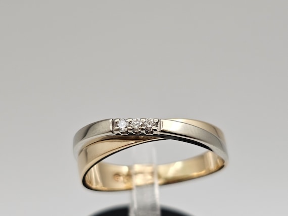 14kt White and Yellow Gold Diamond Wedding Ring, … - image 1