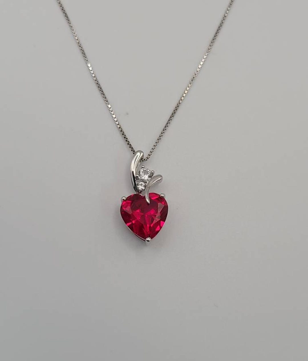 Vintage 925 Silver Cubic Zirconia and Synthetic Red Stone