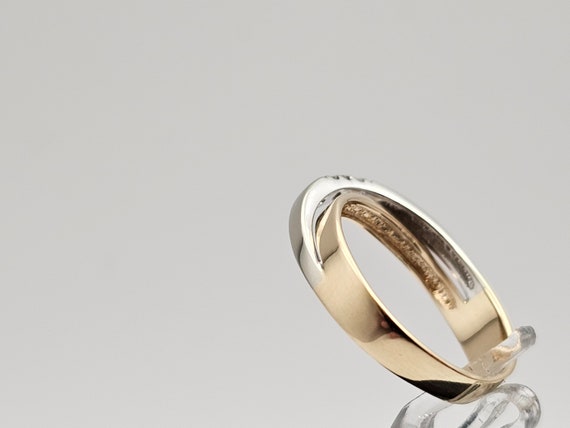 14kt White and Yellow Gold Diamond Wedding Ring, … - image 8