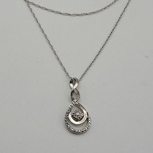 Vintage Infinity Style Diamond Necklace 925 Sterling Silver Diamond Infinity Necklace, Estate Jewelry, w#2904