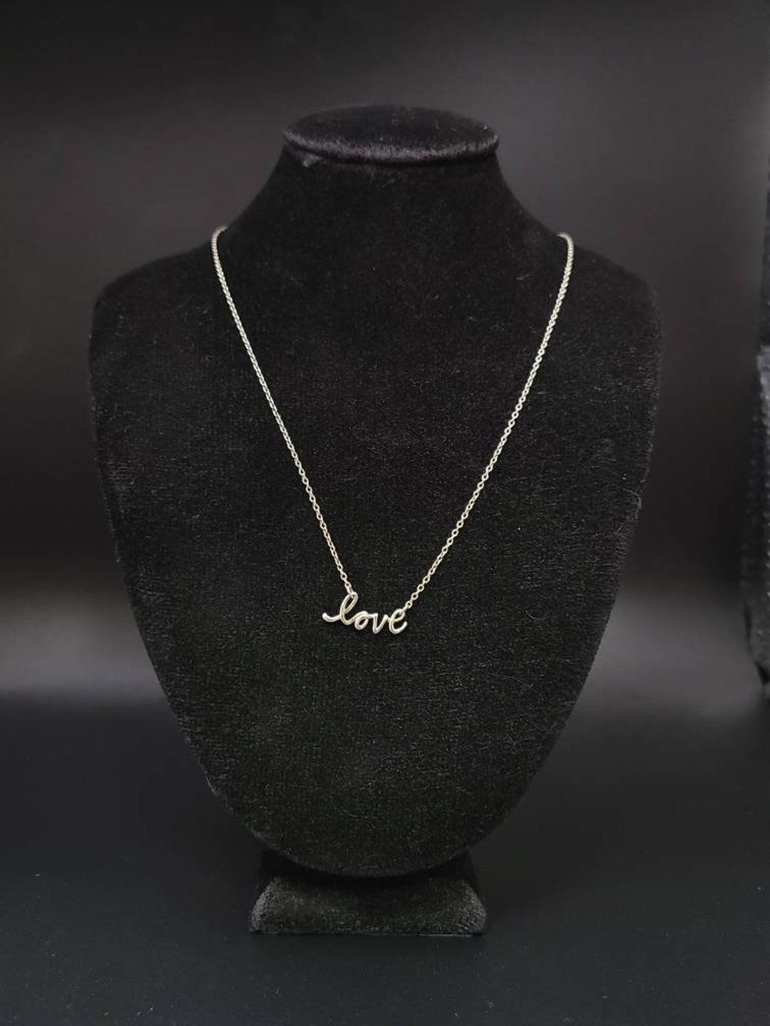 Petite Script love Necklace, 925 Silver, Gift for Her, Valentine's Gift