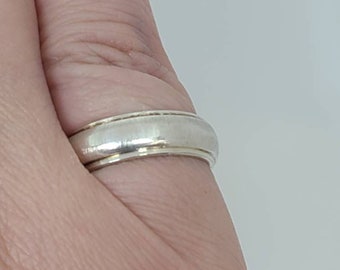 Brushed finish Silver Band, 925 Silver Textured Band, Wide Silver Band, Vintage Silver Band, Silver Ring, Size 6.75, Item w#339