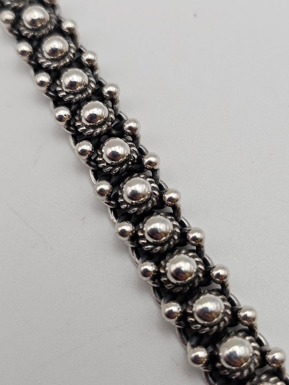 Vintage 925 Silver Bubble Cluster Link Bracelet, … - image 3