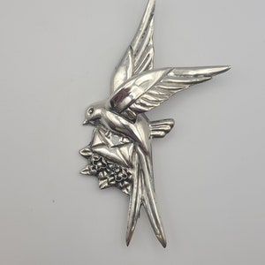 Vintage 925 Sterling Silver Messenger Bird in Flight Pin - Mexican Artisan Ave Juarez Prieto - Estate Jewelry
