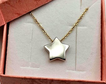 Vintage Star Necklace - 18k Yellow and White Gold - Estate Jewelry
