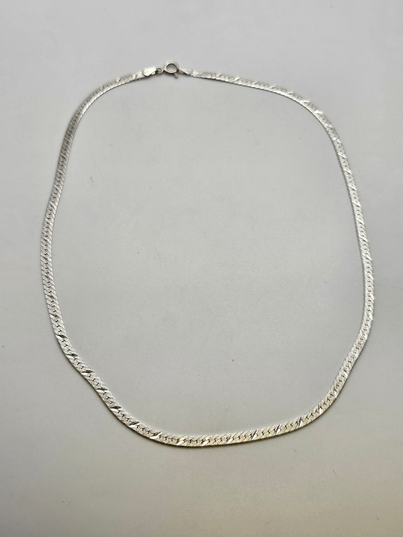 Herringbone Chain, 925 Silver, Retro Necklace, Vi… - image 4