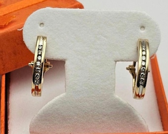 Vintage Diamond Hoop Earrings - 14k Gold - 0.28 CTW - Estate Jewelry