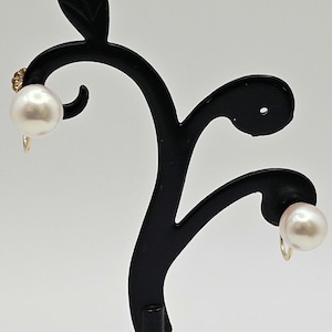 Vintage 14k Yellow Gold Cultured Pearl Screw Back Earrings, Estate Jewelry, June Birthstone Gift, w#458