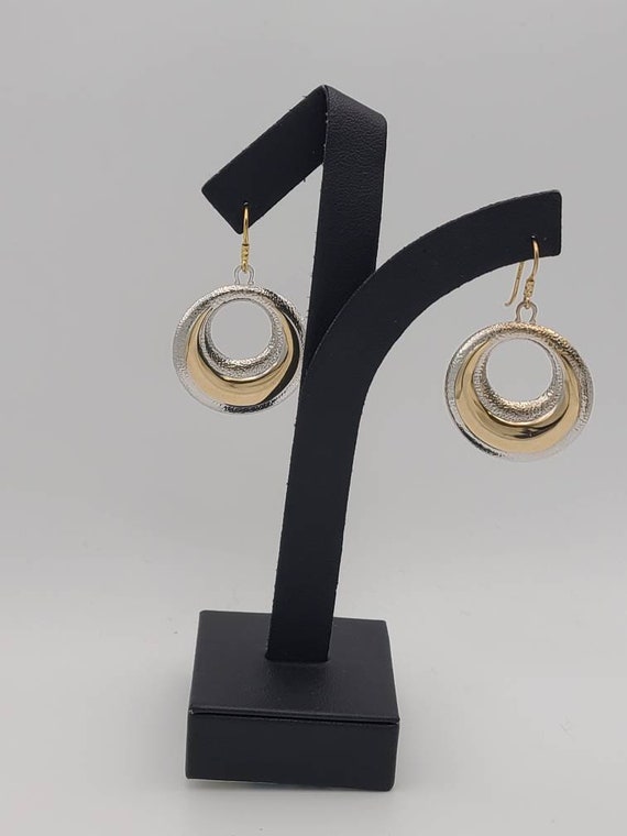 Open Circle Drop Earrings in 14k Two Tone Gold, C… - image 6