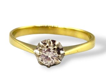Vintage 14k Yellow Gold Diamond Engagement Ring - Size 8.5 - Estate Jewelry