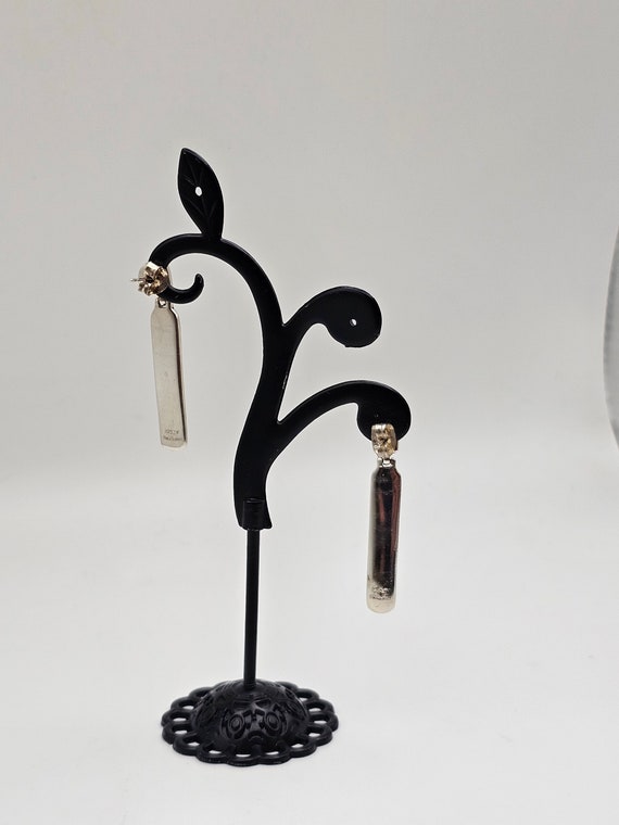 Vintage Scroll Motif Rectangular Dangle Earrings:… - image 5