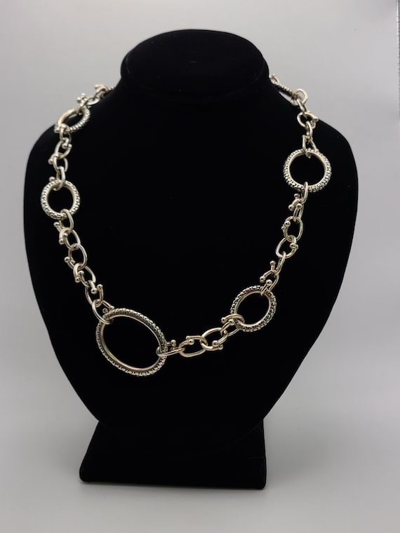 Starry Night Textured Oval Link Necklace in 925 Silver Designer Michael Dawkins Estate Jewelry Item W26 Etsy