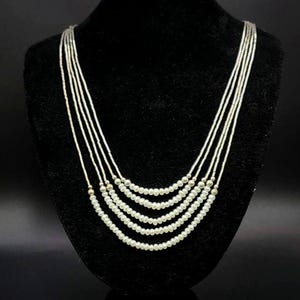 Genuine Pearl Multi-strand Necklace in Sterling Silver, Beaded Necklace, Vintage Estate Jewelry, Item w#1162